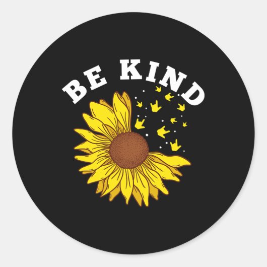 Kind Sonnenblume Asl Deaf Runder Aufkleber (Vorderseite)