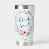 Kind Soul Floral Wreath Watercolor Quote Thermobecher (Rückseite)