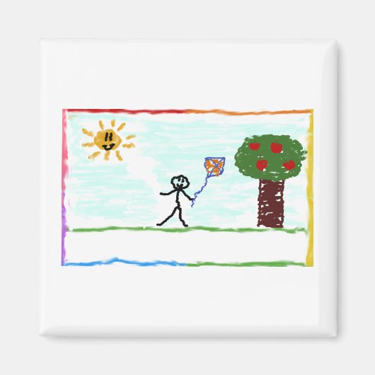 Kind spielen mit Drachen Magnet (Vorne)