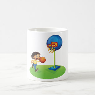 Kind spielt Basketball mit Korb Spaß Sport Kaffeetasse