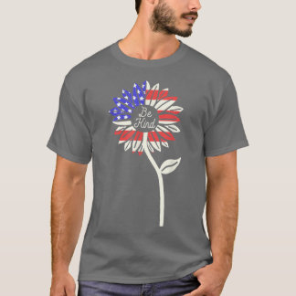 Kind Sunflower American Flag T-Shirt