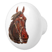 Kind & Süß gemachte braune Pferde Vintage Kunst Keramikknauf (Rechts)