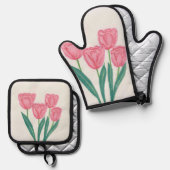 Kind Tulips Ofenhandschuh & Topflappen-Set (Vorderseite/Rückseite)