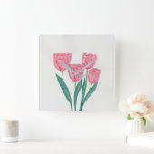 Kind Tulips Quadratische Wanduhr (Zuhause)