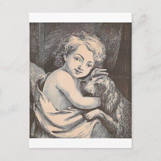 Kind und Hund Postkarte (Vorderseite)