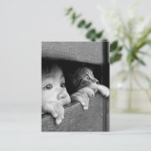 Kind und Katze Postkarte (Stehend Vorderseite)