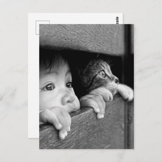 Kind und Katze Postkarte (Vorne/Hinten)