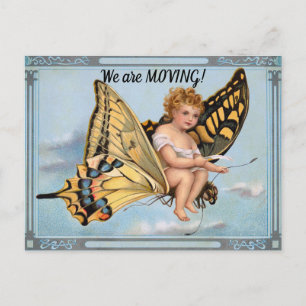 Kind und Schmetterling Umzugspostkarte Postkarte