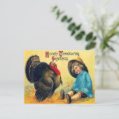 Kind und Truthahn Postkarte (Stehend Vorderseite)