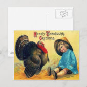 Kind und Truthahn Postkarte (Vorne/Hinten)