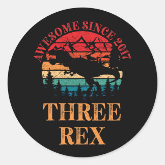 Kind Vintag 3. Geburtstag Drei Rex Dritter Dinosau Runder Aufkleber