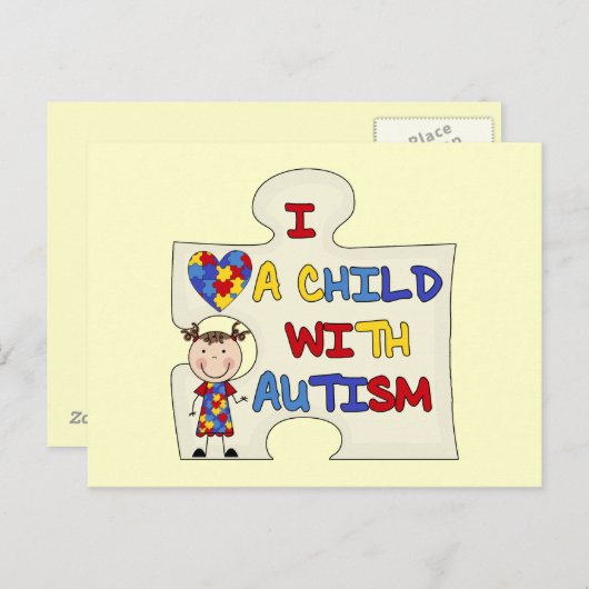 Kind WIth Autism Brünett Girl 2 Postkarte (Vorne/Hinten)
