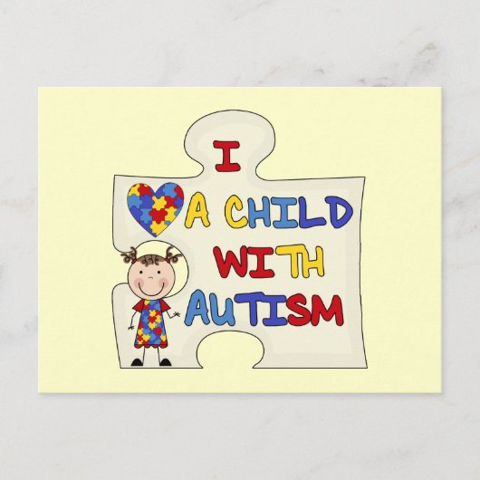 Kind WIth Autism Brünett Girl 2 Postkarte (Vorderseite)