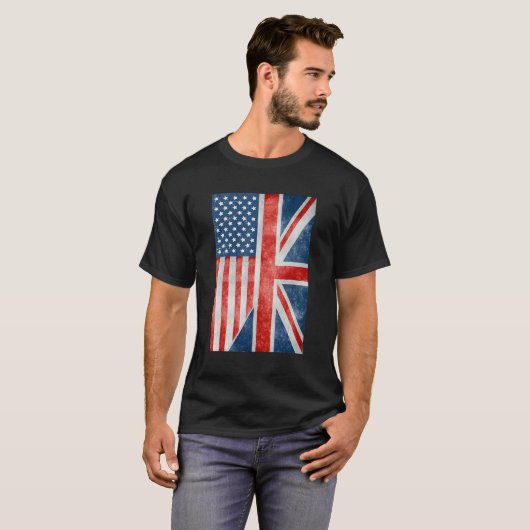 Kinda American Kinda British Ich bin beide US-Flag T-Shirt (Vorne ganz)