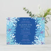 KINDA BLUE FLOWERS Bar Bat Mitzvah Einladung (Stehend Vorderseite)