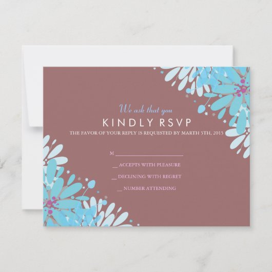 KINDA BLUE FLOWERS Bat Mitzvah Reply Card RSVP Karte (Vorderseite)
