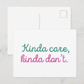 Kinda Care Kinda Don't Postkarte (Vorne/Hinten)