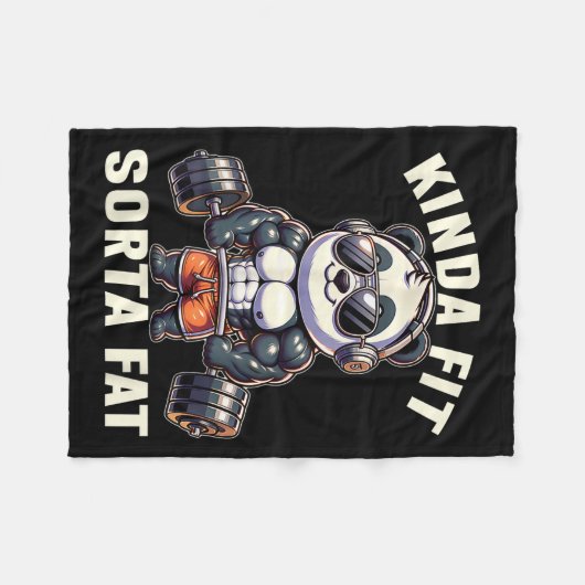Kinda Fit Sorta Fat - Funny Gym Bear Weightlifting Fleecedecke (Vorderseite (Horizontal))