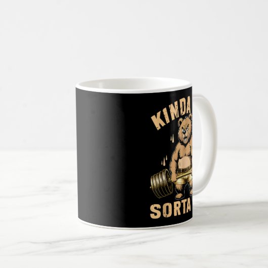 Kinda Fit Sorta Fat - Funny Gym Bear Weightlifting Kaffeetasse (VorderseiteRechts)