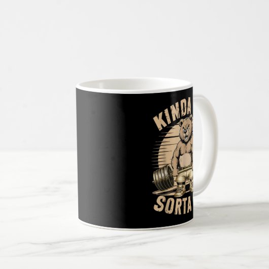 Kinda Fit Sorta Fat - Funny Gym Bear Weightlifting Kaffeetasse (VorderseiteRechts)