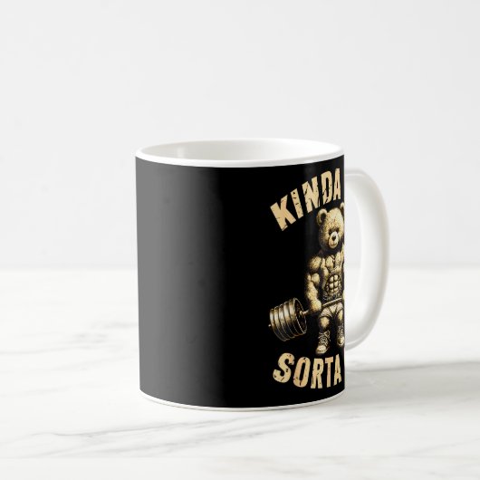 Kinda Fit Sorta Fat - Funny Gym Bear Weightlifting Kaffeetasse (VorderseiteRechts)