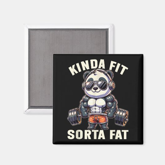 Kinda Fit Sorta Fat - Funny Gym Bear Weightlifting Magnet (Vorderseite/Rückseite)