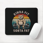 Kinda Fit Sorta Fat - Funny Gym Bear Weightlifting Mousepad (Mit Mouse)