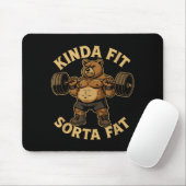 Kinda Fit Sorta Fat - Funny Gym Bear Weightlifting Mousepad (Mit Mouse)