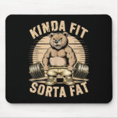 Kinda Fit Sorta Fat - Funny Gym Bear Weightlifting Mousepad (Vorne)