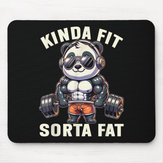 Kinda Fit Sorta Fat - Funny Gym Bear Weightlifting Mousepad (Vorne)