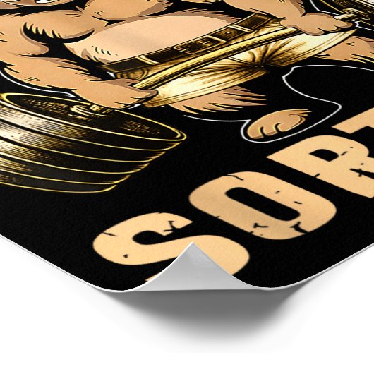 Kinda Fit Sorta Fat - Funny Gym Bear Weightlifting Poster (Ecke)