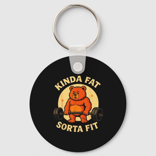 Kinda Fit Sorta Fat - Funny Gym Bear Weightlifting Schlüsselanhänger (Vorderseite)