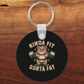 Kinda Fit Sorta Fat - Funny Gym Bear Weightlifting Schlüsselanhänger (Vorderseite)
