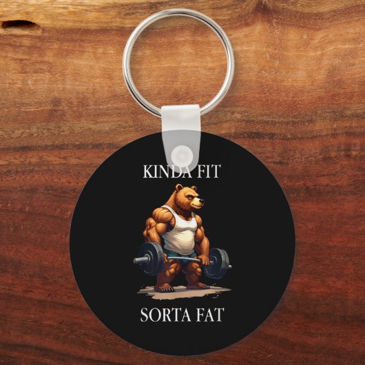 Kinda Fit Sorta Fat - Funny Gym Bear Weightlifting Schlüsselanhänger (Vorderseite)