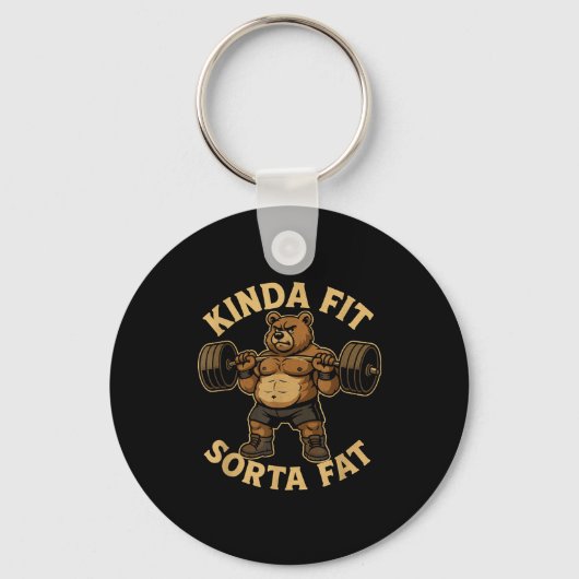 Kinda Fit Sorta Fat - Funny Gym Bear Weightlifting Schlüsselanhänger (Vorderseite)