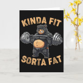 Kinda Fit Sorta Fat Funny Gym Bear Weightlifting W Karte (Gelbe Blume)