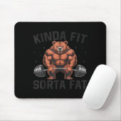 Kinda Fit Sorta Fat Funny Gym Bear Weightlifting W Mousepad (Mit Mouse)