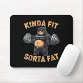 Kinda Fit Sorta Fat Funny Gym Bear Weightlifting W Mousepad (Mit Mouse)
