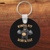 Kinda Fit Sorta Fat Funny Gym Bear Weightlifting W Schlüsselanhänger (Vorderseite)