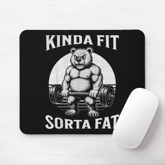Kinda Fit Sorta Fat Funny Gym Bear Werlifting  Mousepad (Mit Mouse)