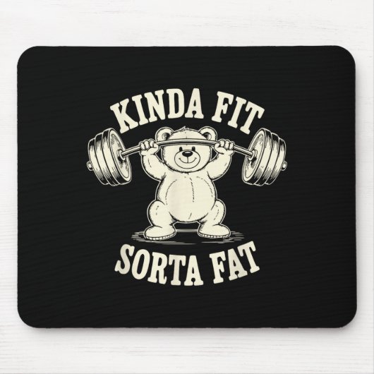 Kinda Fit Sorta Fat Funny Gym Cute Bear Retro Mousepad (Vorne)