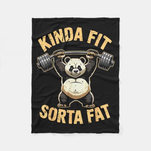 Kinda Fit Sorta Fat - Funny Gym Panda Weightliftin Fleecedecke (Vorderseite)