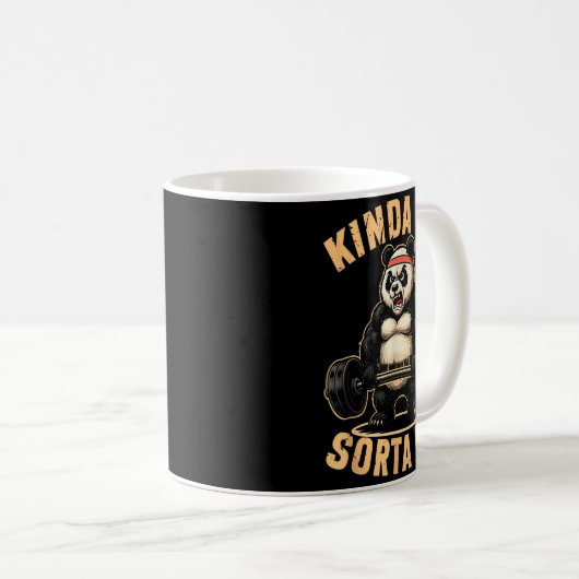 Kinda Fit Sorta Fat - Funny Gym Panda Weightliftin Kaffeetasse (VorderseiteRechts)