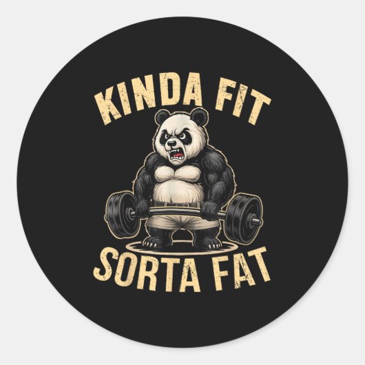 Kinda Fit Sorta Fat - Funny Gym Panda Weightliftin Runder Aufkleber (Vorderseite)