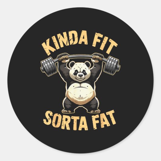 Kinda Fit Sorta Fat - Funny Gym Panda Weightliftin Runder Aufkleber (Vorderseite)