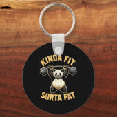 Kinda Fit Sorta Fat - Funny Gym Panda Weightliftin Schlüsselanhänger (Vorderseite)