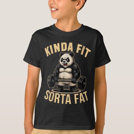 Kinda Fit Sorta Fat - Funny Gym Panda Weightliftin T-Shirt (Vorderseite)
