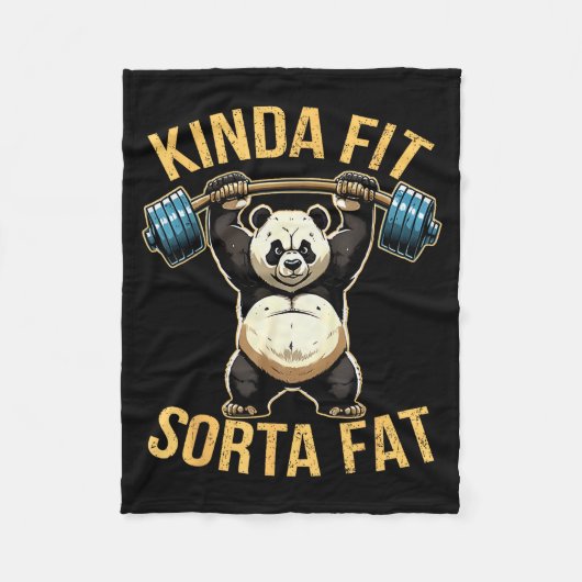 Kinda Fit Sorta Fat Funny Gym Panda Weightlifting Fleecedecke (Vorderseite)
