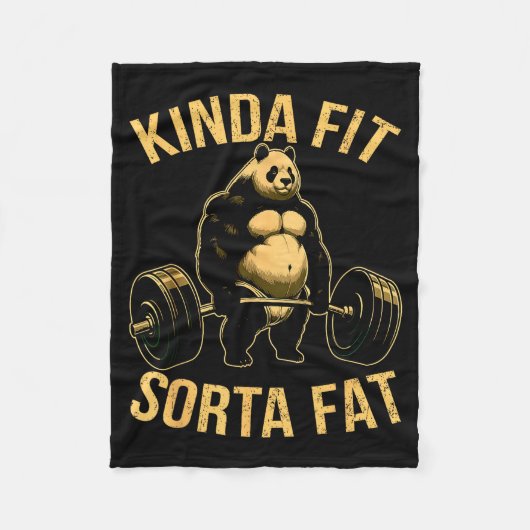 Kinda Fit Sorta Fat Funny Gym Panda Weightlifting Fleecedecke (Vorderseite)