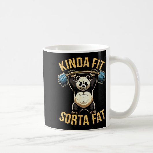 Kinda Fit Sorta Fat Funny Gym Panda Weightlifting  Kaffeetasse (Rechts)